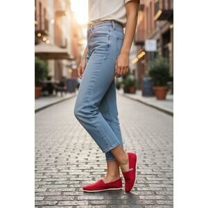 Toms Women's Classic Slip On Canvas Shoes W 9 Red Loafer Flats NWT